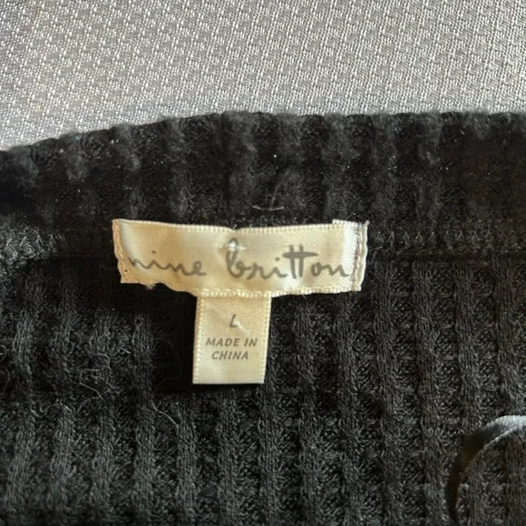 NWT NINE‎ BRITTON black waffle drop shoulder size large top - Picture 3 of 6